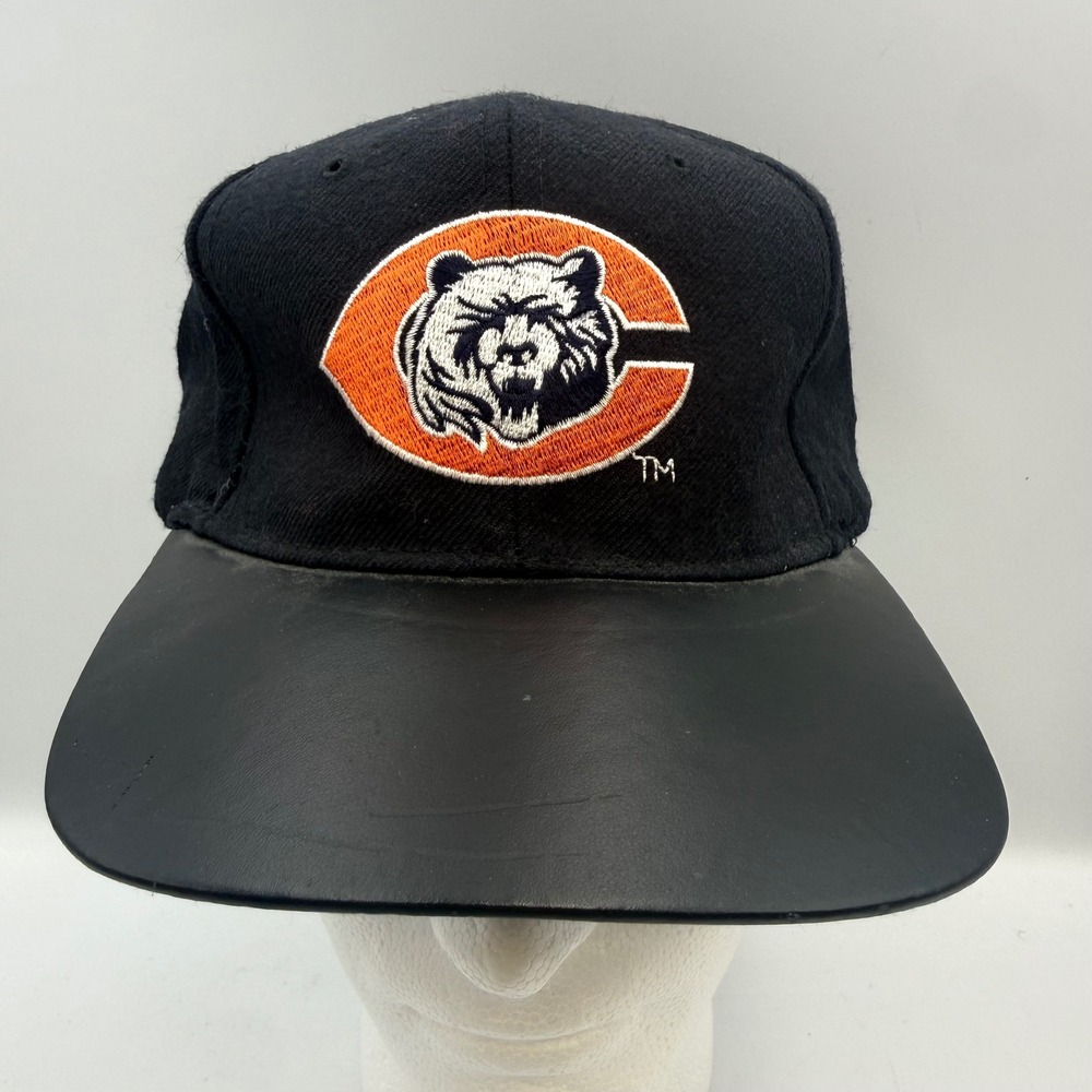 Vintage Chicago Bears Starter Snapback Hat Black Wool Leather Brim NFL 90s Cap
